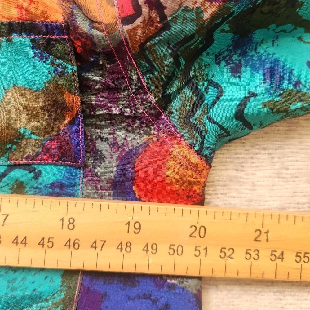 Vintage Silk Button Up Women's Size S Relaxed Colorful Artsy 80s 90s Abstract‎ - Picture 6 of 7